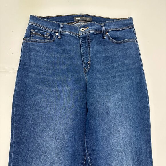 Levi's 512 Perfectly Slimming Bootcut Women's size 14 Dark Wash Blue Denim Jeans - Picture 2 of 6